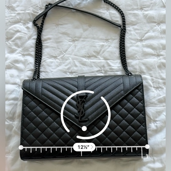 YSL Yves Saint Laurent large envelope bag black/gunmetal w/ all original pkg - Picture 7 of 10